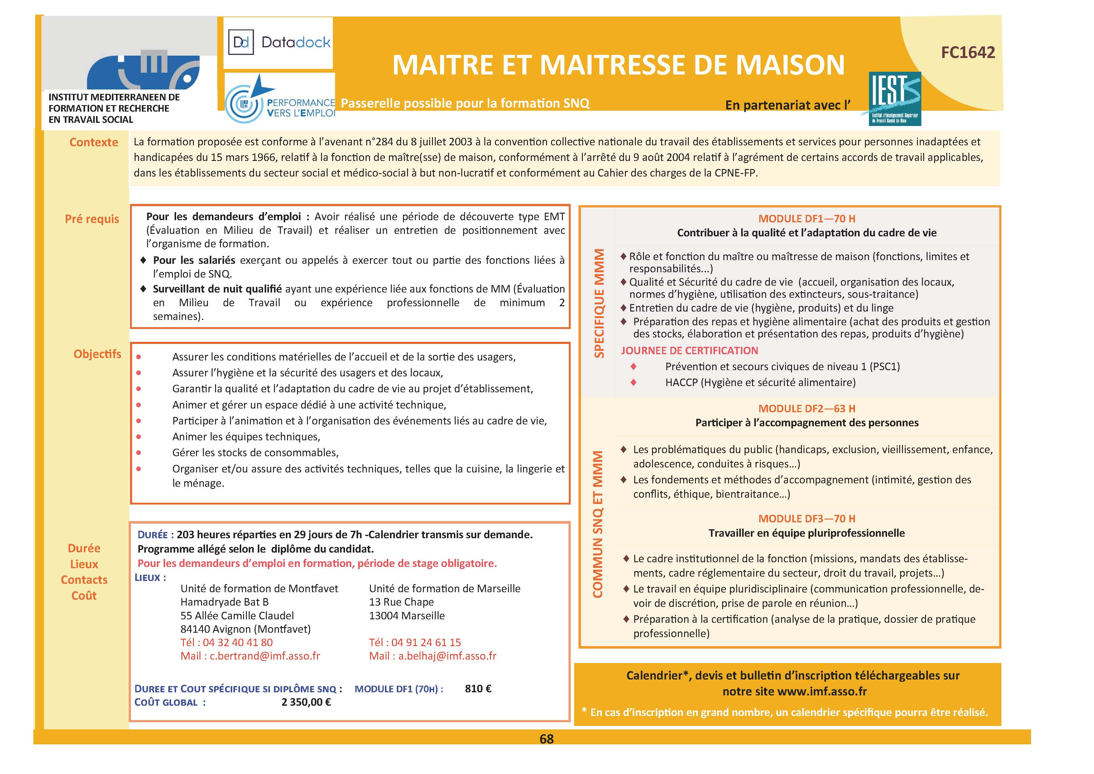 FC1642 – Maître et maîtresse de maison (MMM) – IMF
