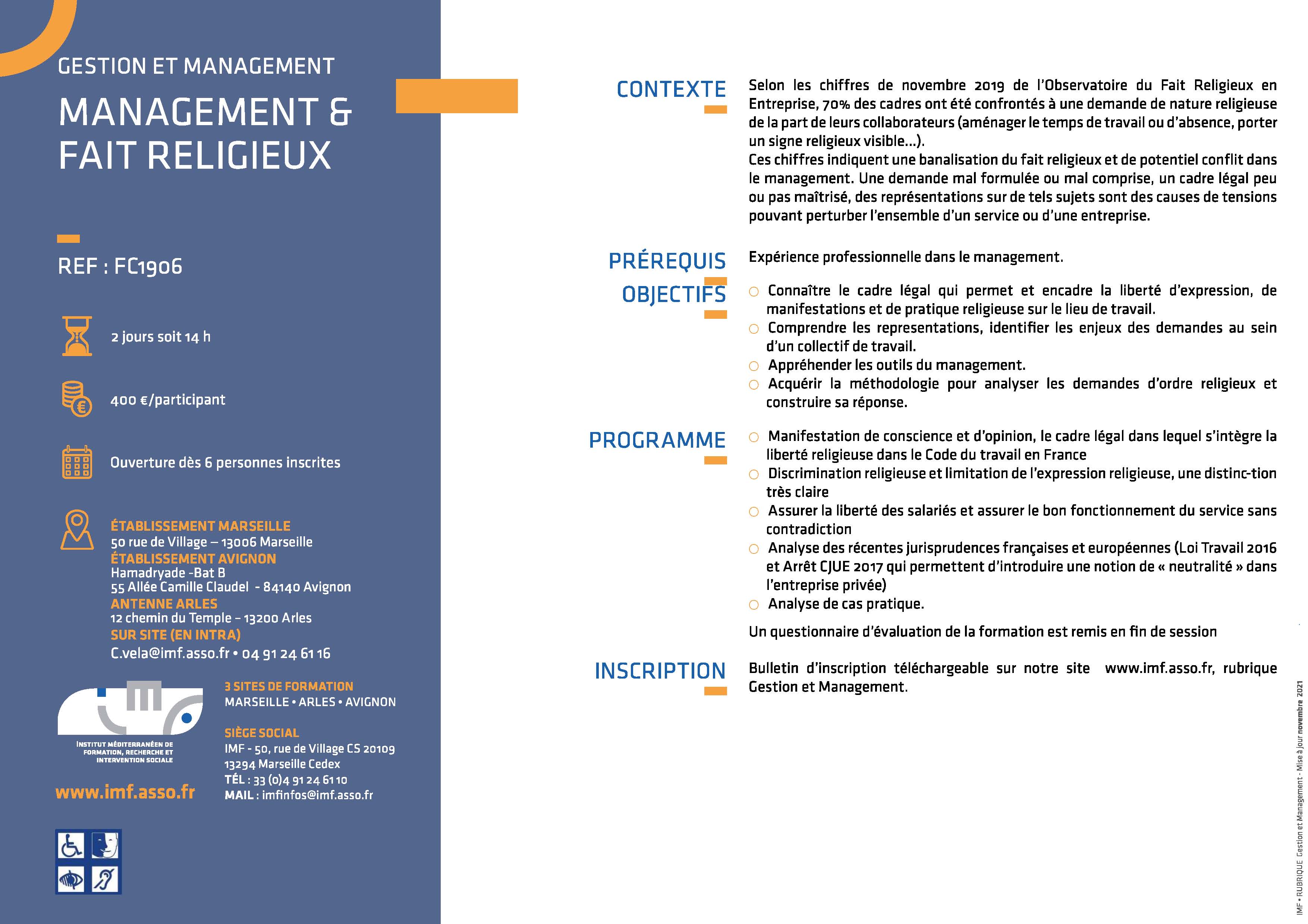 FC1906 – Management et fait religieux – IMF RIS